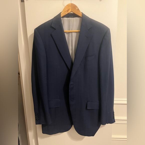 Ermenegildo Zegna Silk and Wool Navy Blazer 50R - Picture 2 of 11